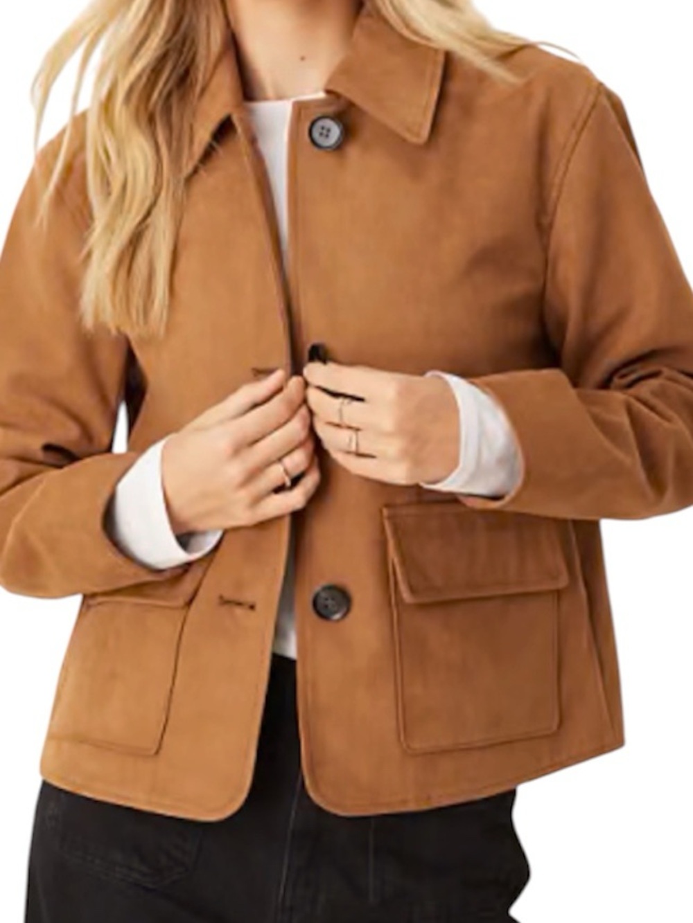 NWT Moa Moa Women's Rust Brown Suede-Look Button Jacket